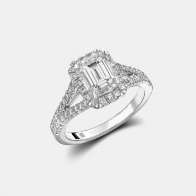 The Emerald Cut Diamond Halo Engagement Ring