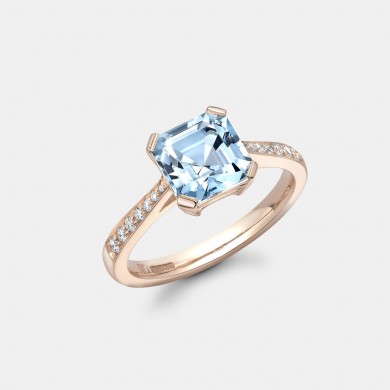 The Rose Gold, Aquamarine and Diamond Ring