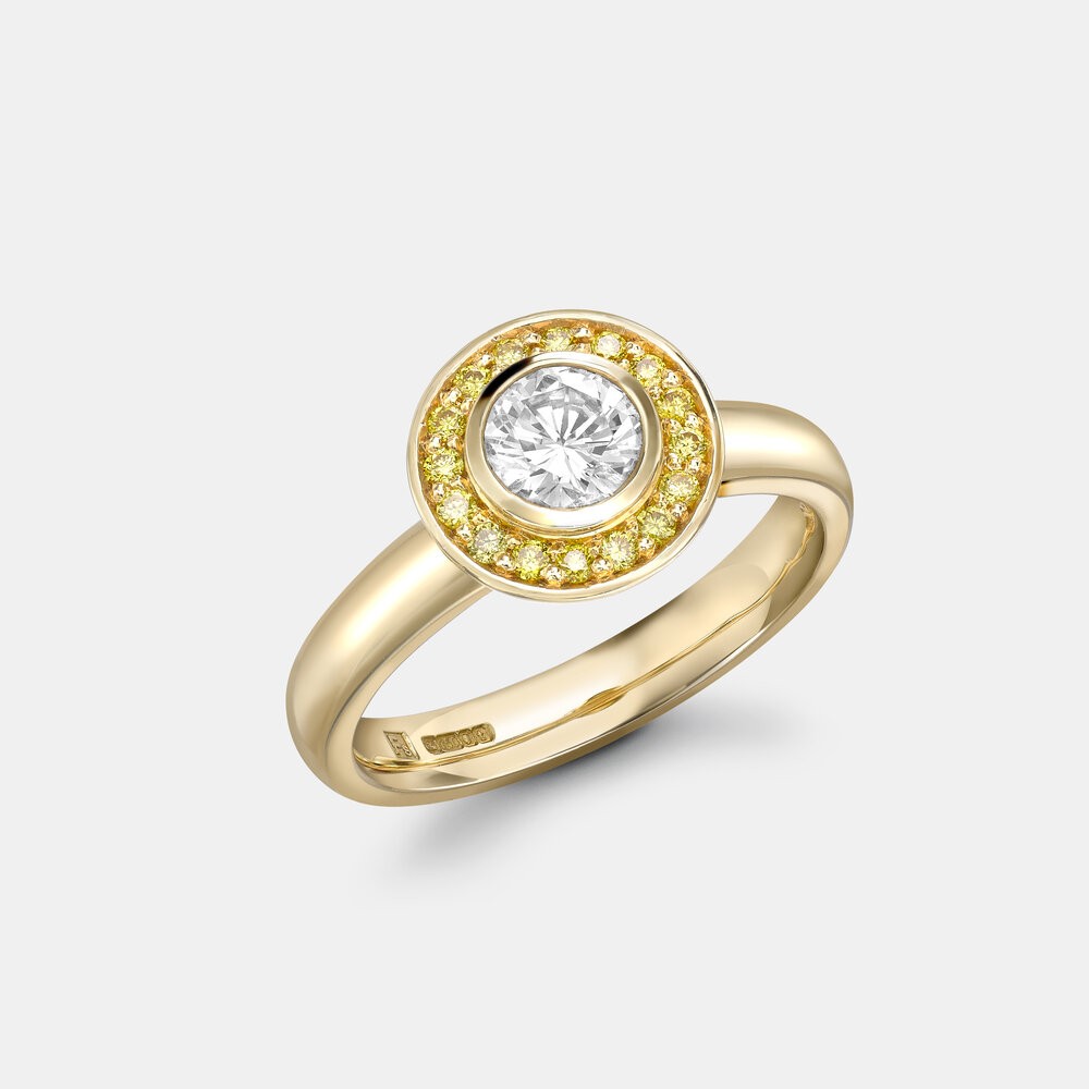 The Yellow Gold and Yellow Diamond Halo Ring