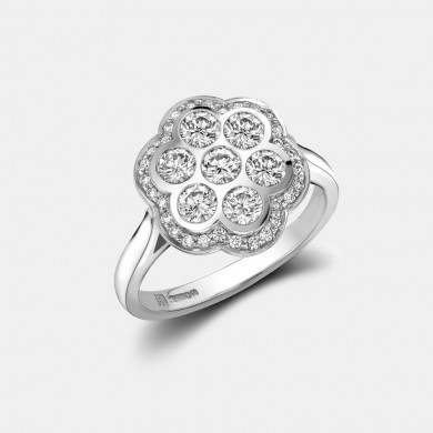 The White Gold 0.9ct Diamond Cluster Ring