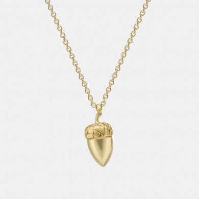 Solid gold acorn pendant in yellow gold