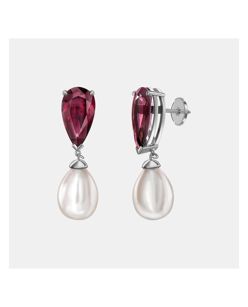 Kvinde Museum eskalere Rhodolite Garnet and Freshwater Pearl Earrings