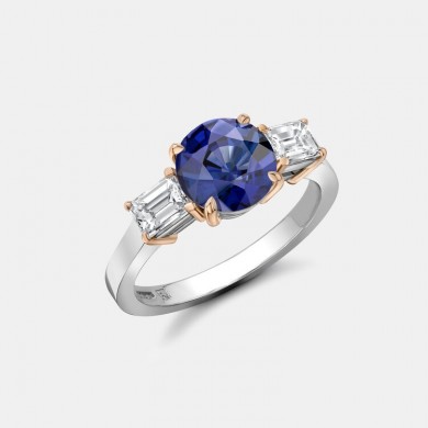 The Blue Sapphire and Diamond Trilogy Ring
