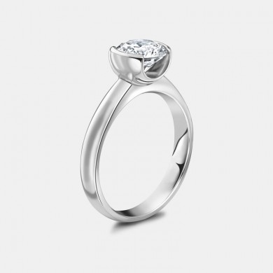 The Round Diamond Ring with Platinum Half Halo