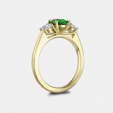 The Yellow Gold, Green Tsavorite and Diamond Trilogy Ring