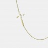 Sideways cross necklace in yellow gold
