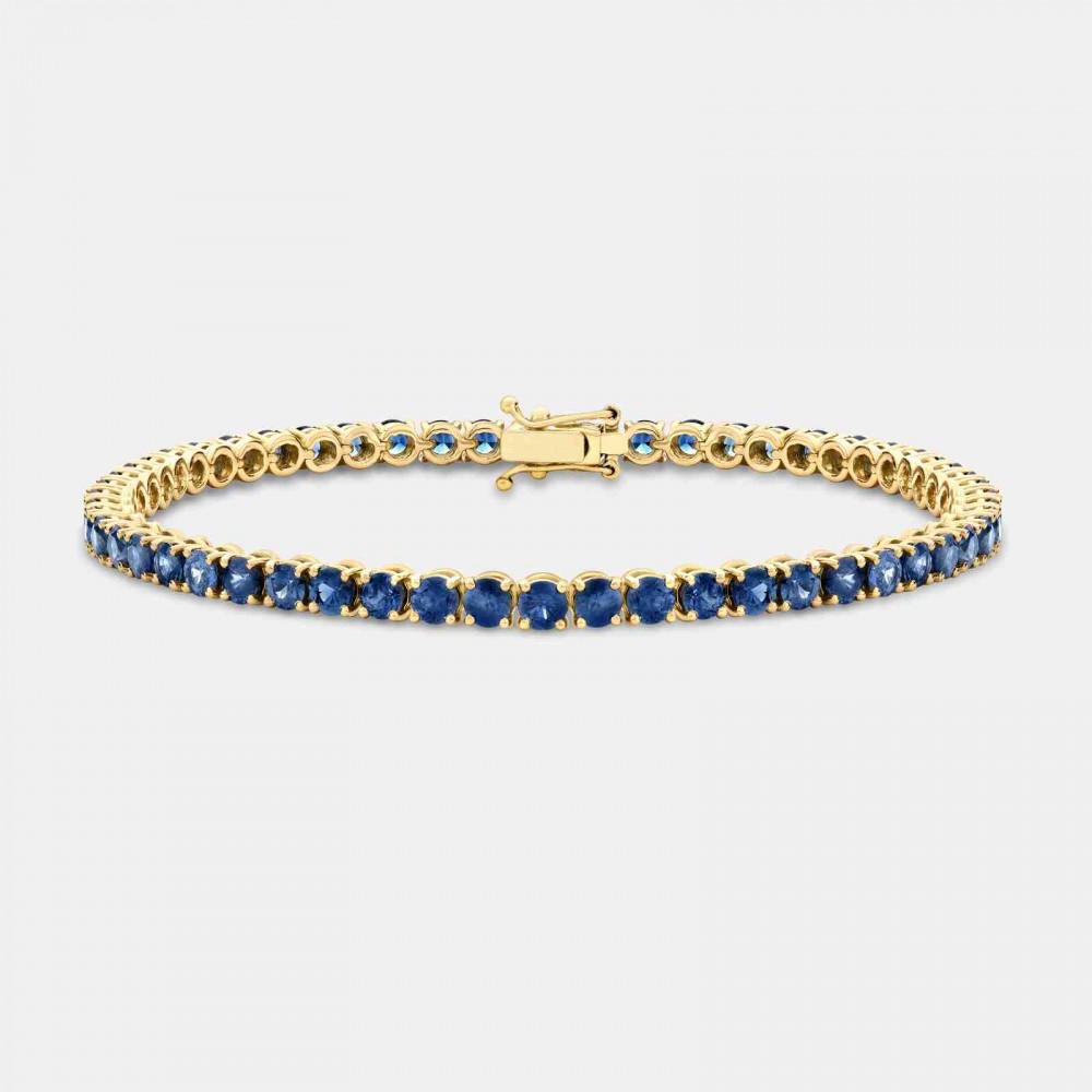 18k Gold Diamond & Sapphire Bangle Bracelet - Roco's Jewelry - Bakersfield  CA