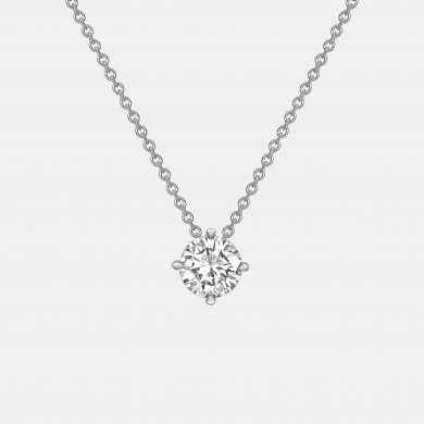 Round Diamond Pendant with Claw Setting in White Gold
