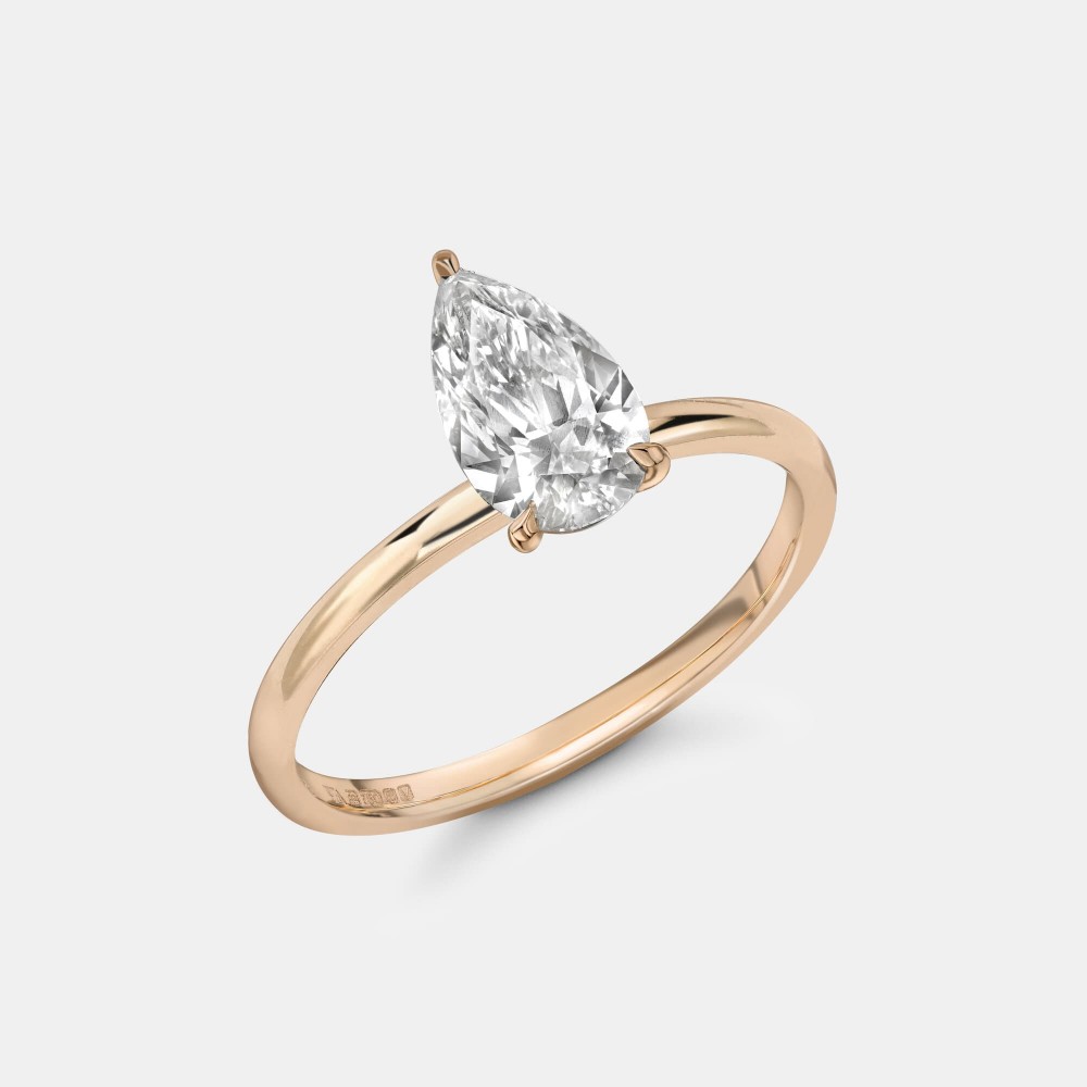 Laboratory-Grown Diamond Pear Ring in Rose Gold