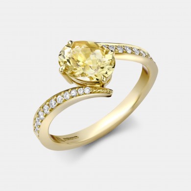 The Oval Shaped Yellow Sapphire and Diamond Ring