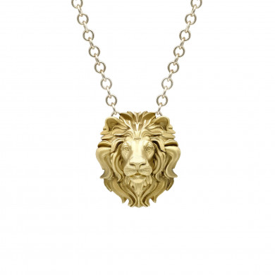 Small Signature Lion Pendant in Yellow Gold