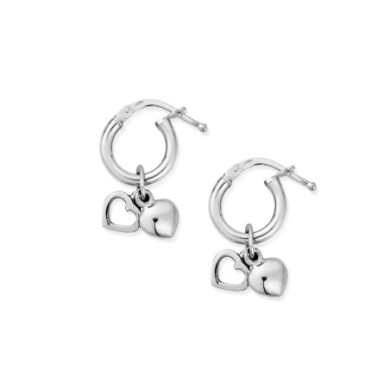 Double Heart Small Hoops