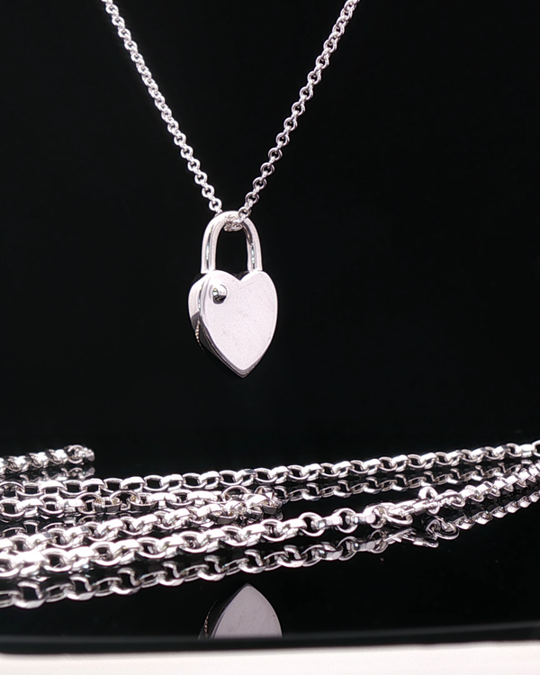 Sterling Silver Heart Padlock Necklace