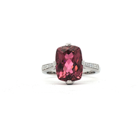 Platinum Rubellite Tourmaline and Diamond Ring