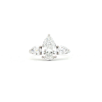 2.76ct Pear-Shaped Laboratory-Grown Diamond Three Stone Ring in Platinum