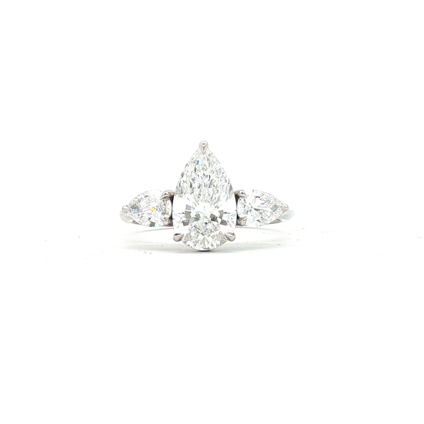 2.76ct Pear-Shaped Laboratory-Grown Diamond Three Stone Ring in Platinum