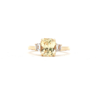 2.53ct Natural Yellow Sapphire & Trapeze Diamond Ring in 18ct Yellow Gold
