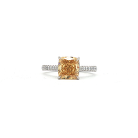 Fancy Yellow Cushion Cut Lab Diamond Ring