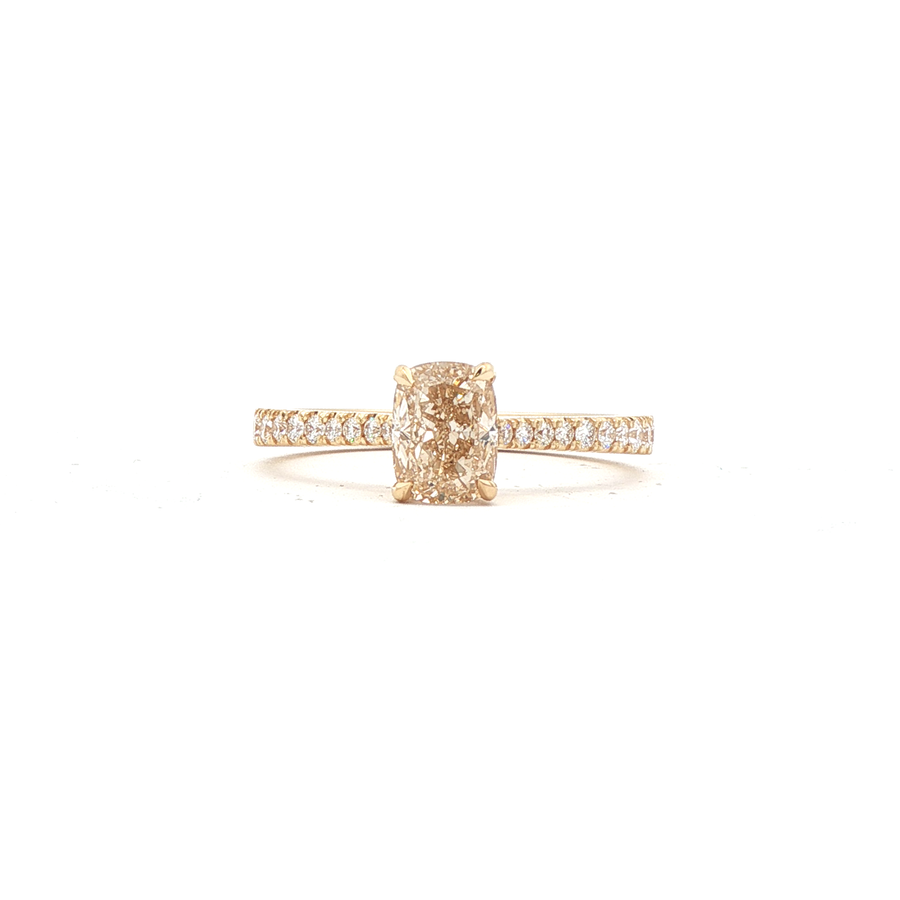 GIA Certified 1.01ct Fancy Light Brown/Champagne Diamond Ring in 18ct Yellow Gold