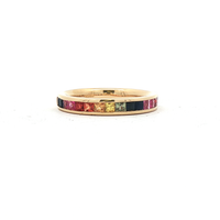 18ct Yellow Gold Rainbow Sapphire Eternity Ring