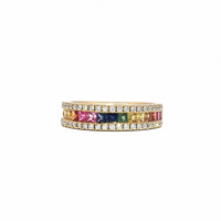18ct Yellow Gold Multi-Coloured Sapphire and Diamond Ring