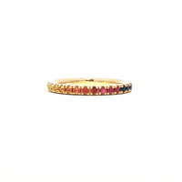 18K Yellow Gold Multi-Color Sapphire Gradient Eternity Band