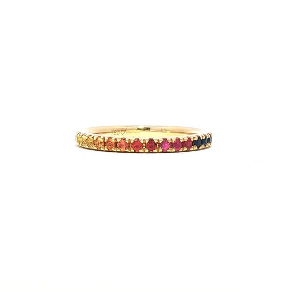 18K Yellow Gold Multi-Color Sapphire Gradient Eternity Band