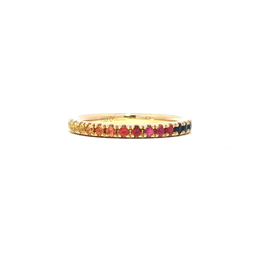 18K Yellow Gold Multi-Color Sapphire Gradient Eternity Band