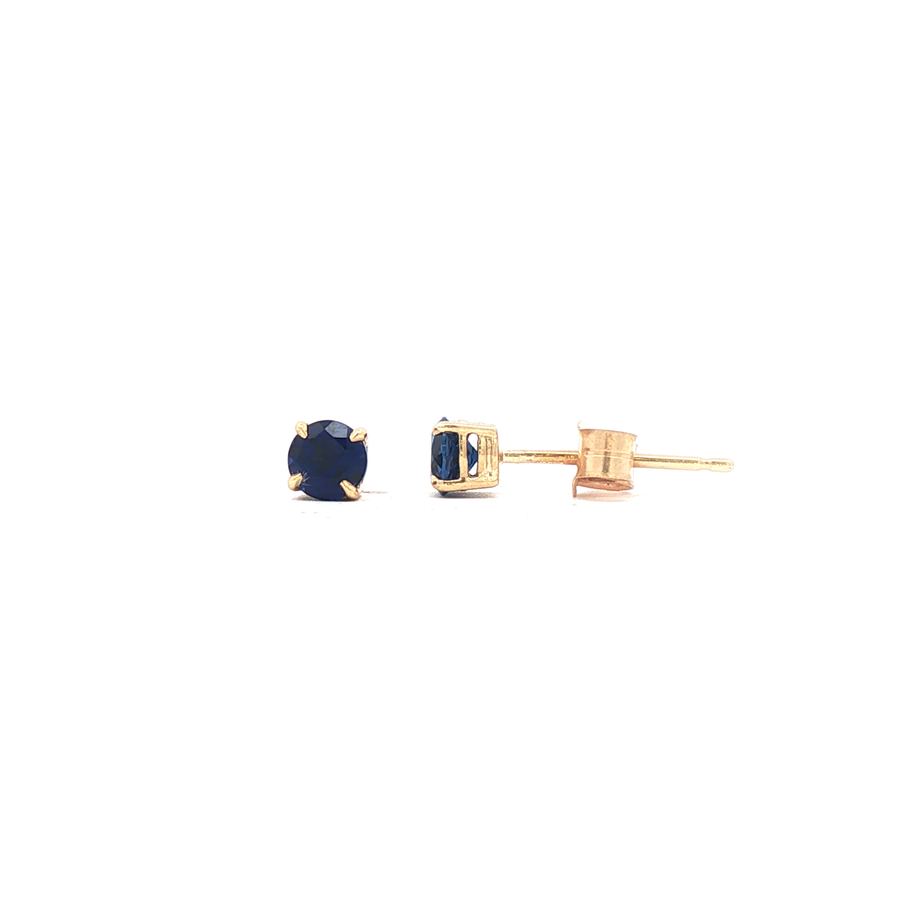 9ct Yellow Gold Lab-Grown Blue Sapphire Stud Earrings – 4mm