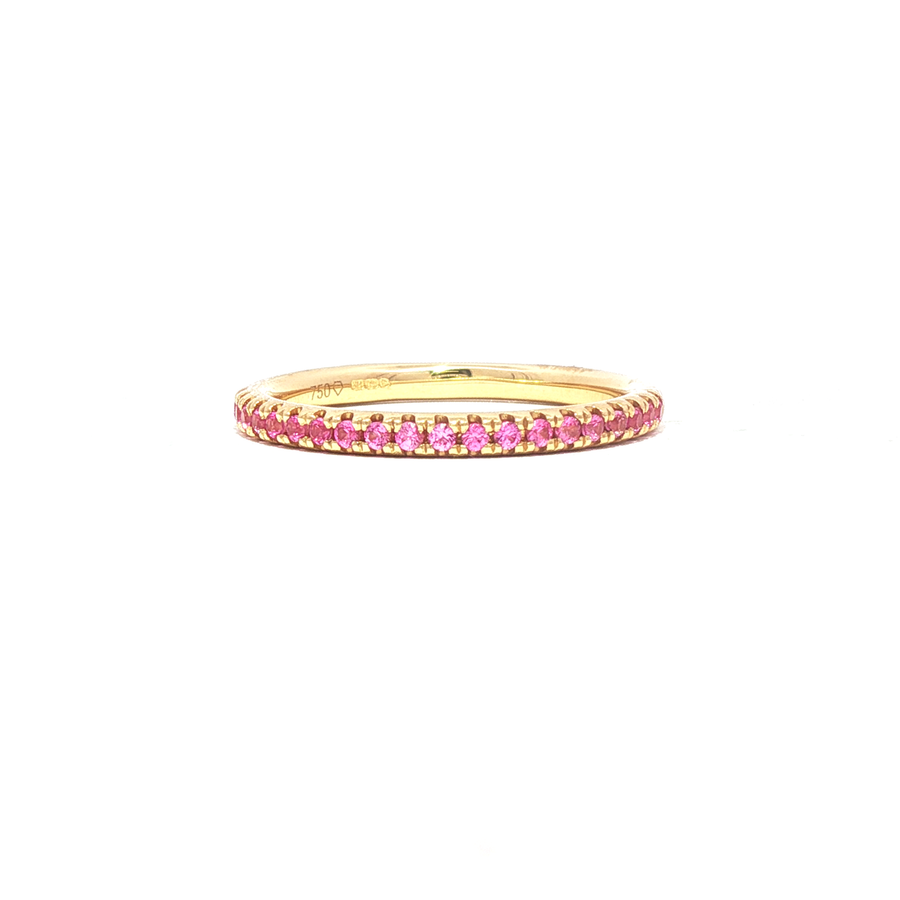 18ct Yellow Gold Pink Sapphire Eternity Ring