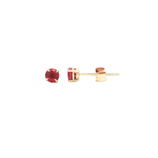 9ct Yellow Gold Lab-Grown Ruby Stud Earrings - 4mm