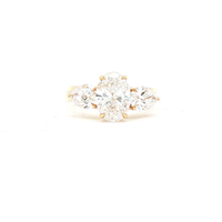 2.72ct Oval Laboratory-Grown Diamond Three Stone Ring in 18ct Yellow Gold
