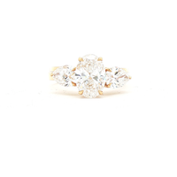 2.72ct Oval Laboratory-Grown Diamond Three Stone Ring in 18ct Yellow Gold