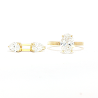 2.72ct Oval Laboratory-Grown Diamond Three Stone Ring in 18ct Yellow Gold