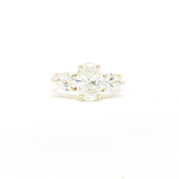 2.72ct Oval Laboratory-Grown Diamond Three Stone Ring in 18ct Yellow Gold
