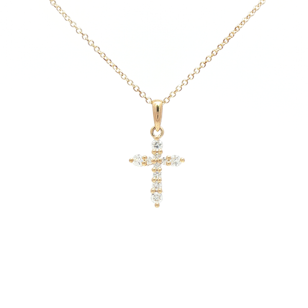 Lab-Grown Diamond Cross Pendant in 9ct Yellow Gold