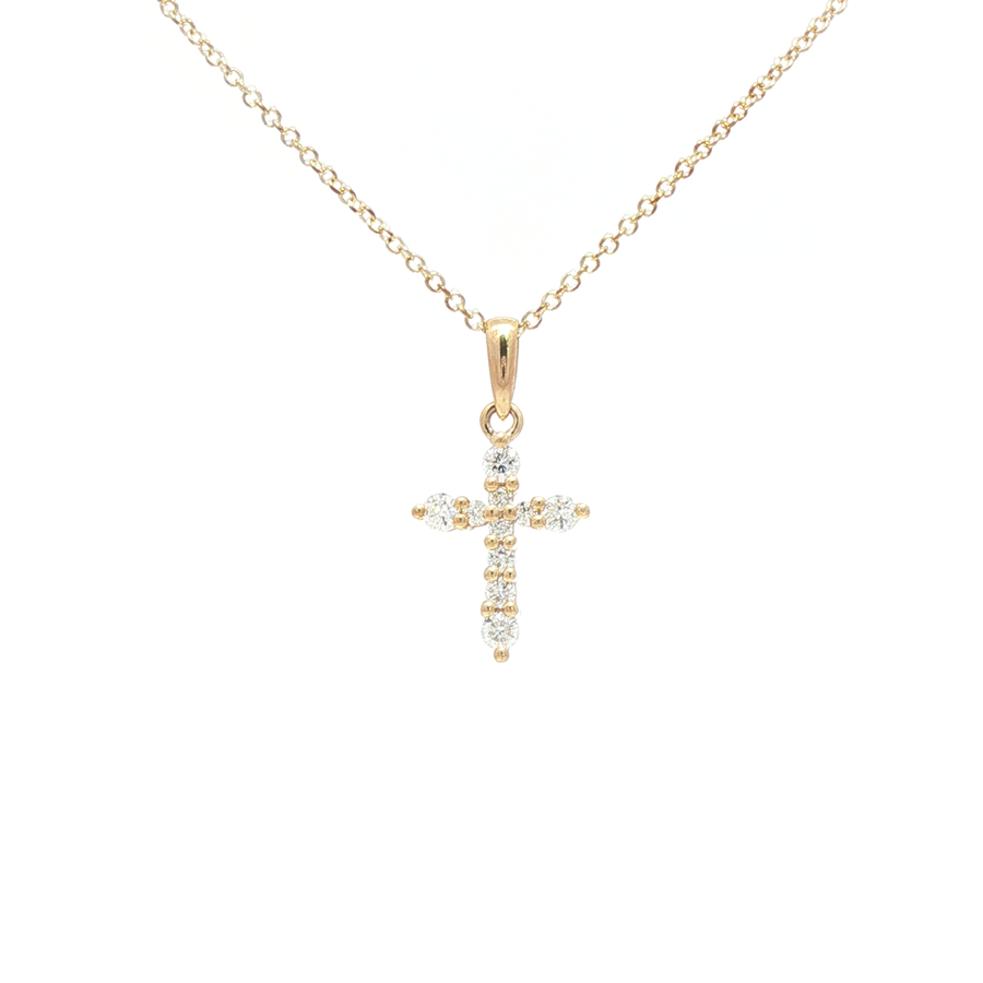 Lab-Grown Diamond Cross Pendant in 9ct Yellow Gold