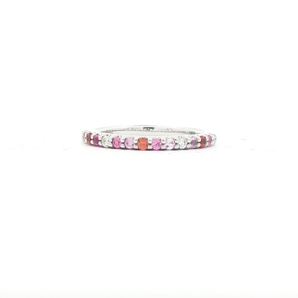 18ct White Gold Fancy Colour Sapphire and Diamond Half Eternity Ring