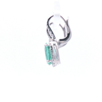 18ct White Gold Mint Tourmaline & Diamond Halo Drop Earrings