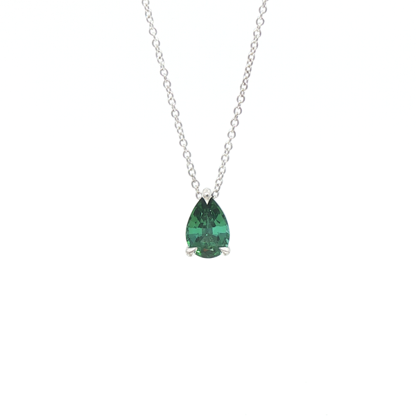 18ct White Gold Green Tourmaline Pear Pendant