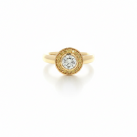 Natural Yellow  & White Diamond Halo Ring in 18ct Yellow Gold