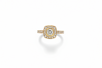 Diamond Halo Ring in 18ct Yellow Gold | Vintage Style Diamond Ring | Robert Bicknell Fine Jewellery