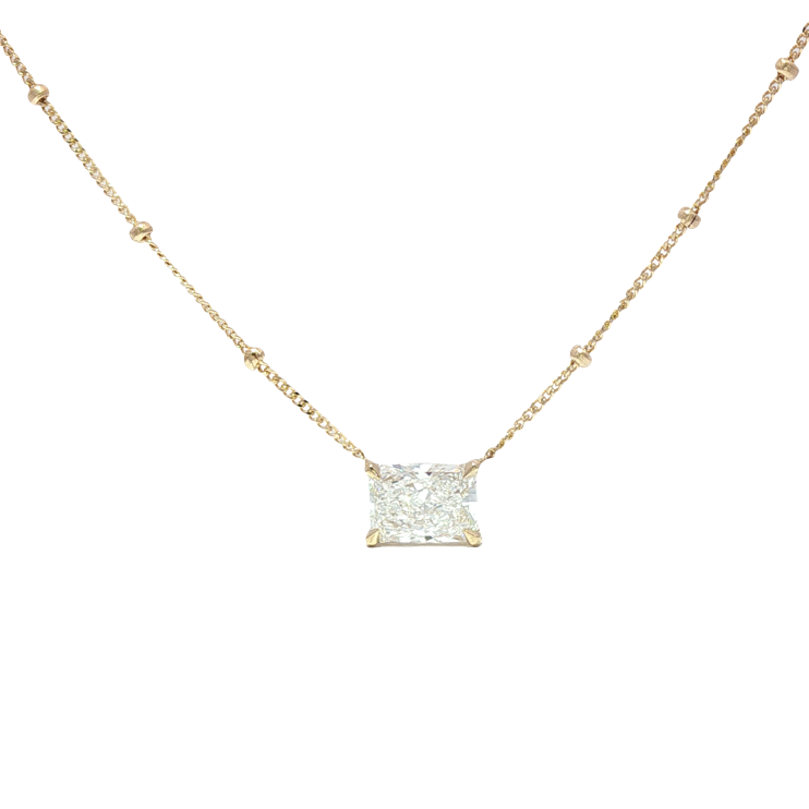1.02ct Radiant Cut Lab-Grown Diamond Necklace in 9ct Yellow Gold