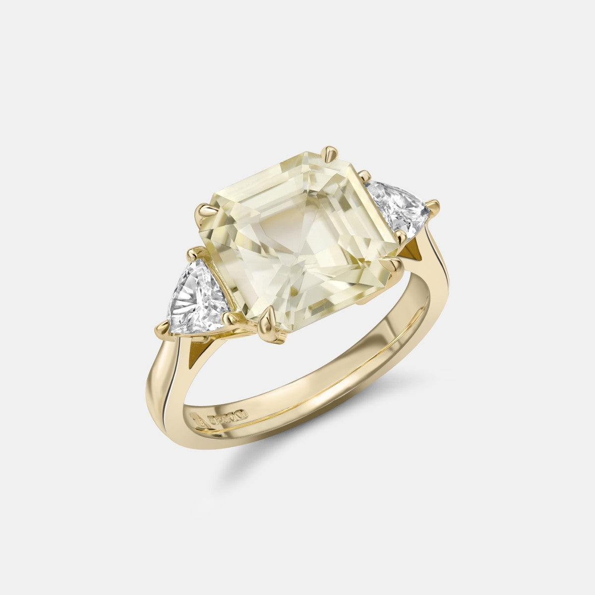 The Gold, Trillion Diamond and Asscher Cut Yellow Sapphire Ring