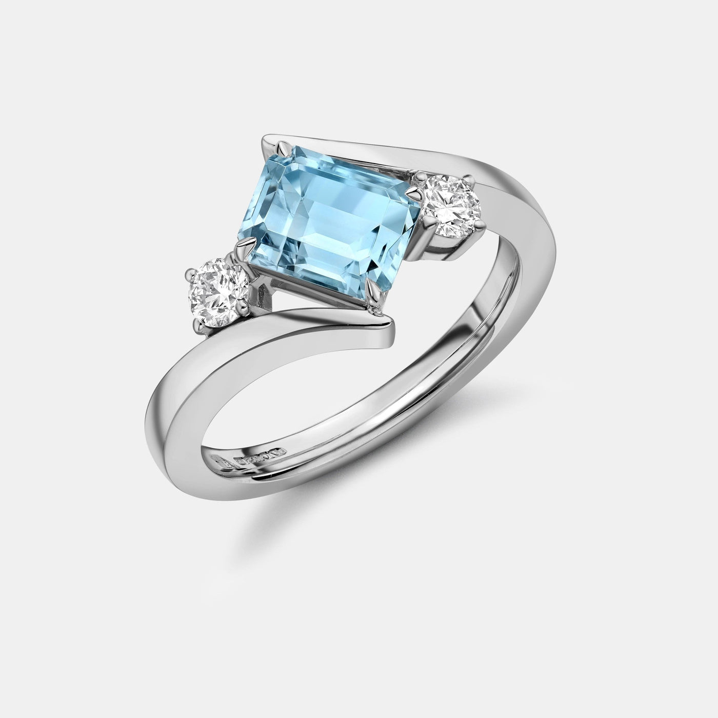 The Emerald Cut Aquamarine and Diamond Ring