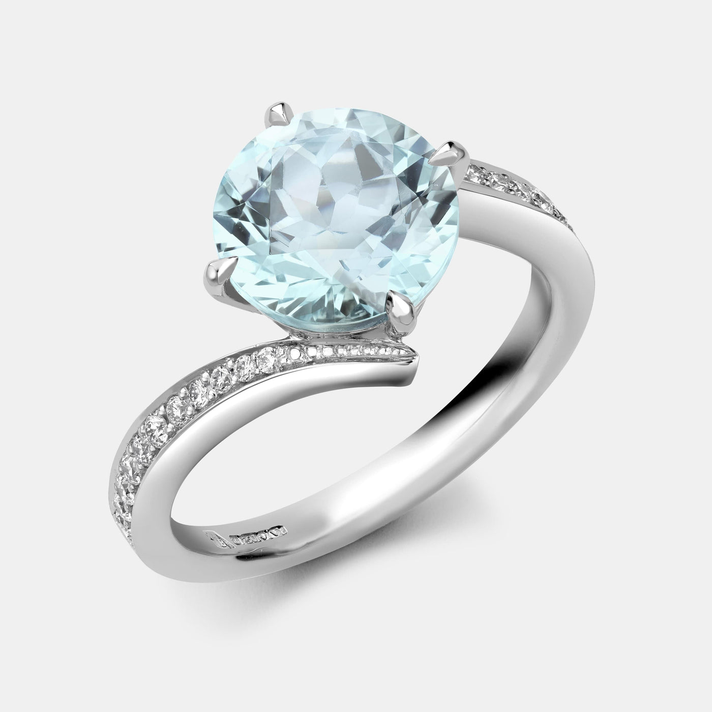 The Round Cut Aquamarine and Diamond Ring