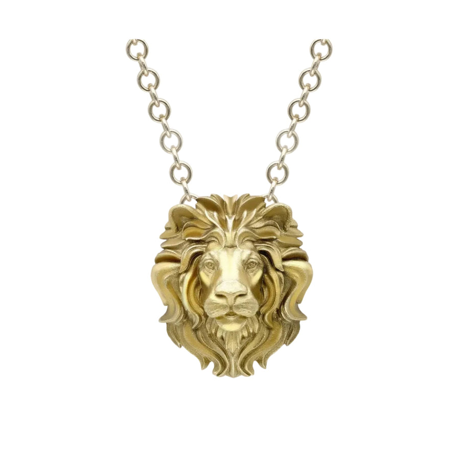 Large Signature Lion Pendant in Yellow Gold