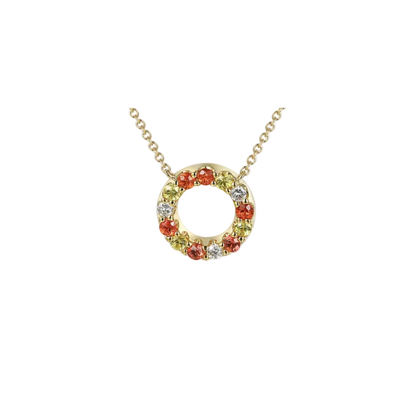 18ct Yellow Gold Mixed Sapphire & Diamond Circle Pendant