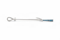 Sterling Silver Equestrian Pin with Blue Lab Diamonds