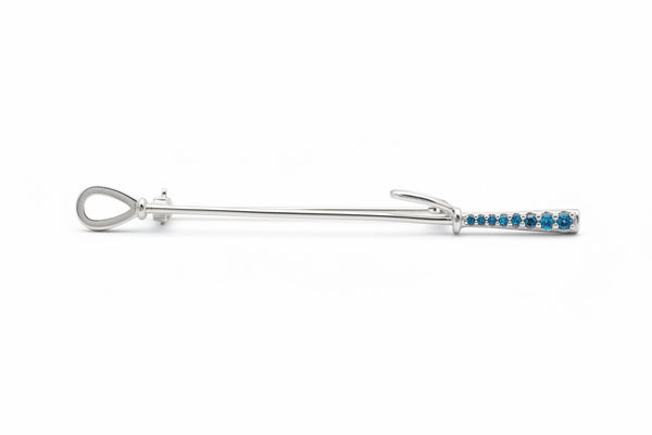 Sterling Silver Equestrian Pin with Blue Lab Diamonds
